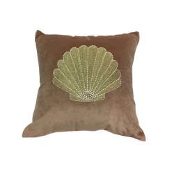 À La Accessories Shell Velvet Embroidered Cushion