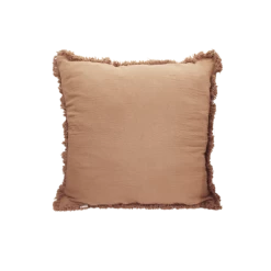 À La Terracotta Fringe Linen Cushion