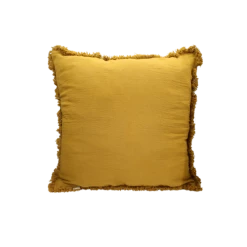 À La Accessories Mustard Fringe Linen Cushion
