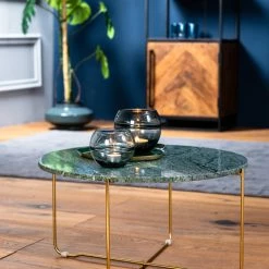 Copper & Plush Marty Coffee Table, Green Marble