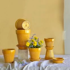Bergs Potter Simona Plant Pot, Yellow 7 Bergs Potter Simona Plant Pot, Yellow